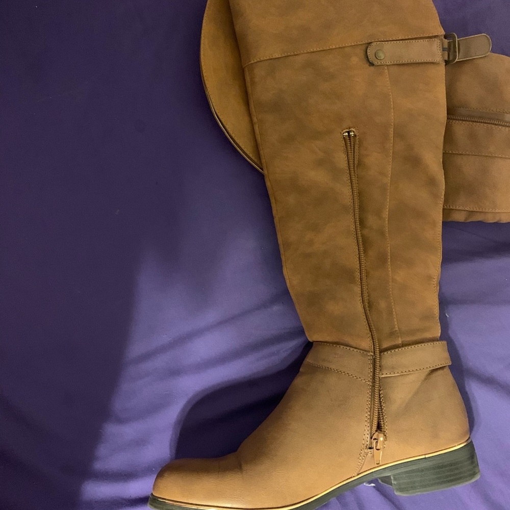 Luxury Brown Leather Feel Boots